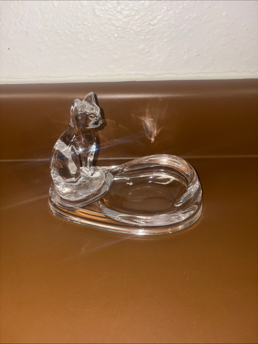 Vintage Clear Cat Trinket Dish - Elegant Decorative